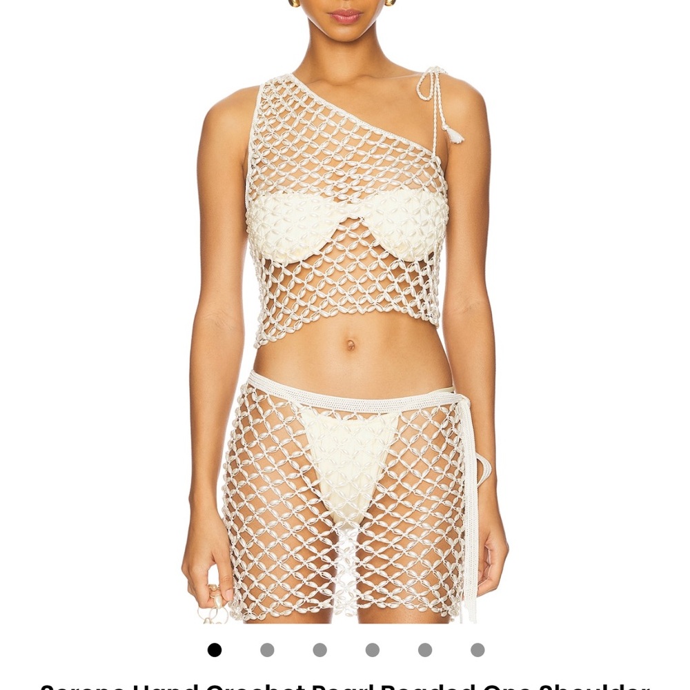 My Beachy Side Serene Hand Crochet Pearl Beaded Top and Skirt Set